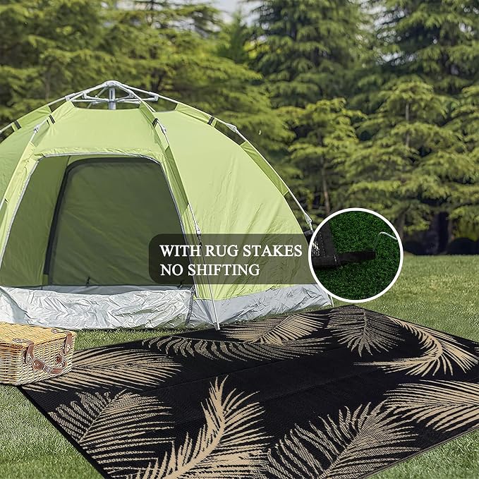 Pauwer Waterproof Outdoor Rug 8x10, Reversible Plastic Straw Patio Camping Rug - Image 5
