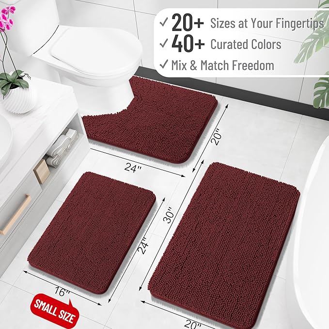 OLANLY Large Bathroom Rugs 50x30, Soft Absorbent Chenille Bath Rugs, Rubber - Image 2