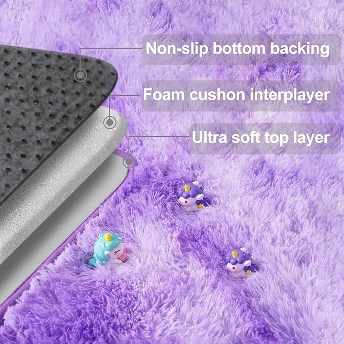 qulint 4x6 Area Rugs for Bedroom, Fluffy Soft Purple Rug for Kids Room Fuzzy - Image 6