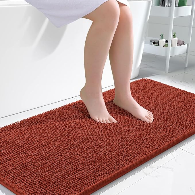 OLANLY Large Bathroom Rugs 45x27, Soft Absorbent Chenille Bath Rugs, Rubber by OLANLY