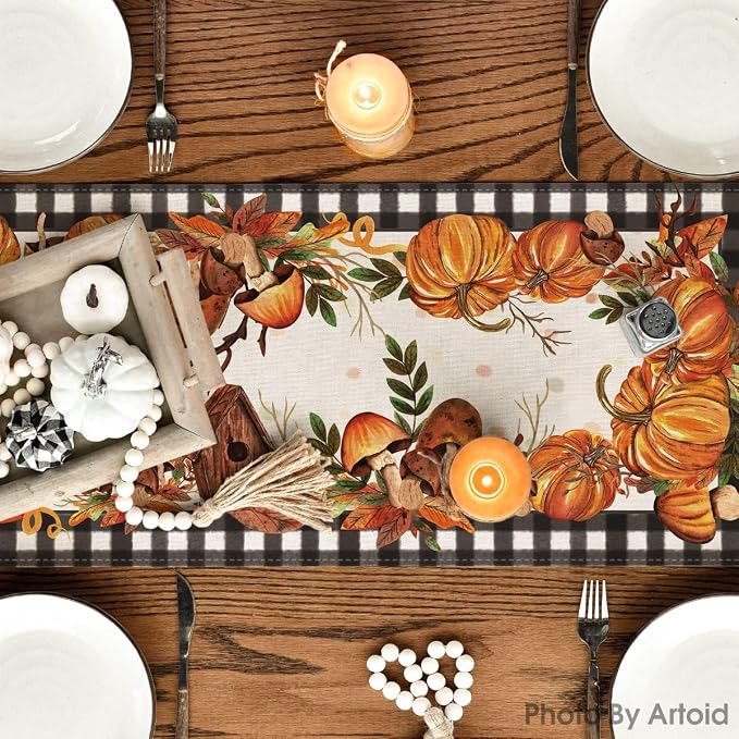 Artoid Mode 210 GSM Fall Table Runner 13x48 Inch Home Party Decor | Buffalo - Image 4