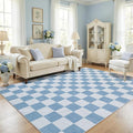 GarveeHome Checkered Light Blue and White 5x7 Washable Rug Geometric Diamond by GarveeHome