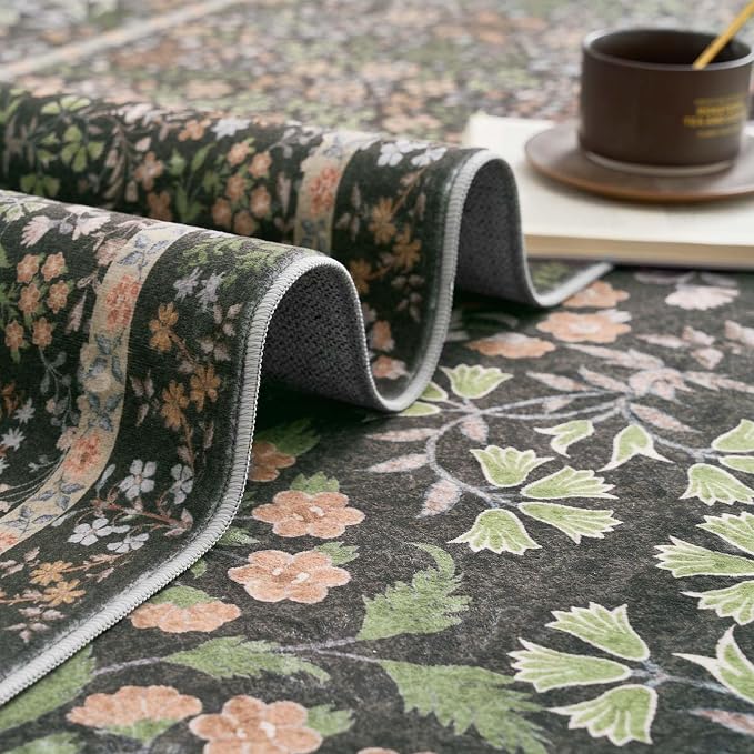 jinchan Zenith Floral 2x3 Rug for Entryway Kitchen Rug Washable Non-Slip - Image 8