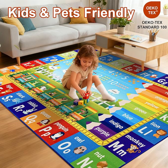 ABC Rug for Playroom Classroom Bedroom, 4x6 Kids Educational Area Rug for - Image 4