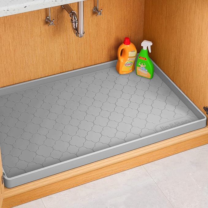 Jin&Bao Waterproof Under Sink Mat 28" x 22", Thick Silicone Mat Cabinet by Jin%26Bao