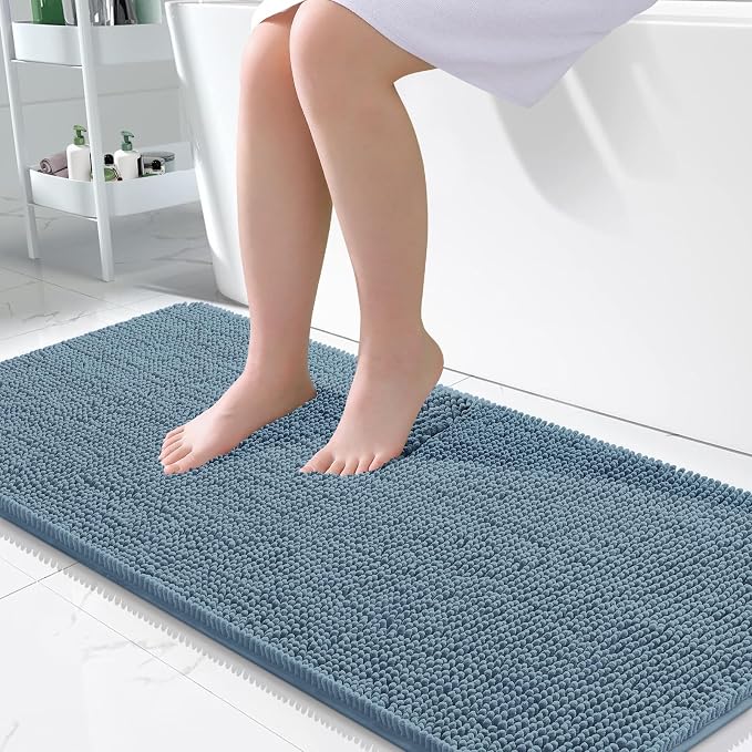 OLANLY Bathroom Runner Rugs 47x24, Soft Absorbent Chenille Bath Rugs, Rubber by OLANLY
