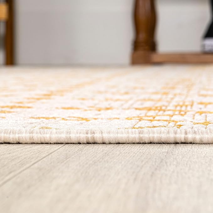 JONATHAN Y Moroccan Geometric Indoor Outdoor Runner Rug 2X8 Cream/Yellow - Image 4