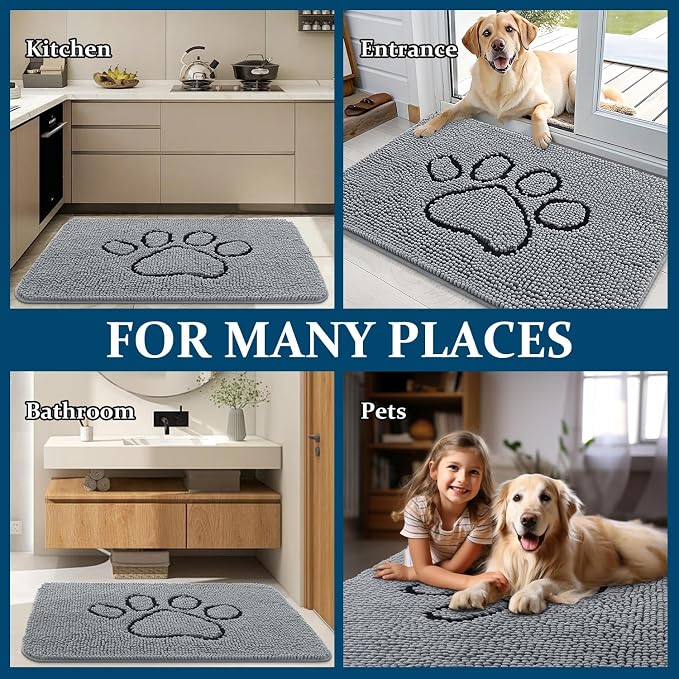 OLANLY Dog Door Mat for Muddy Paws 36x24, Paw Print Design, Absorbs Moisture - Image 8