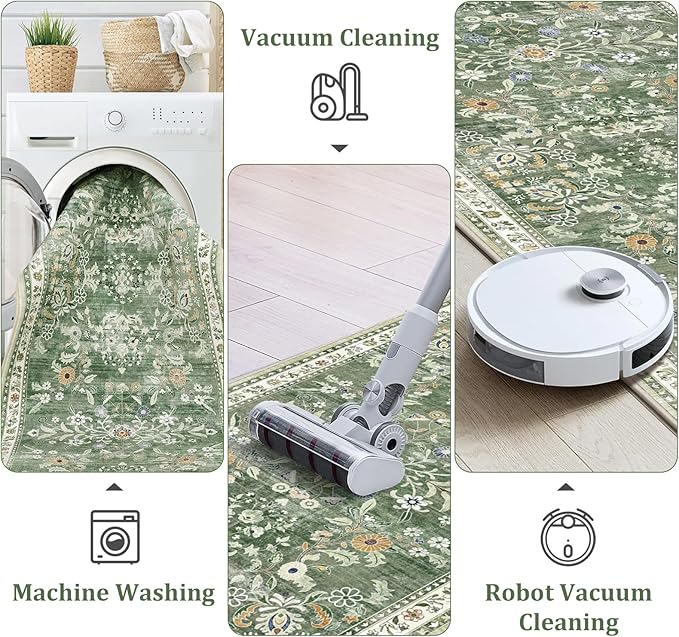 Yamaziot Washable Runner Rug 2x5 – Non Slip Boho Floral Hallway Runner Rug - Image 4