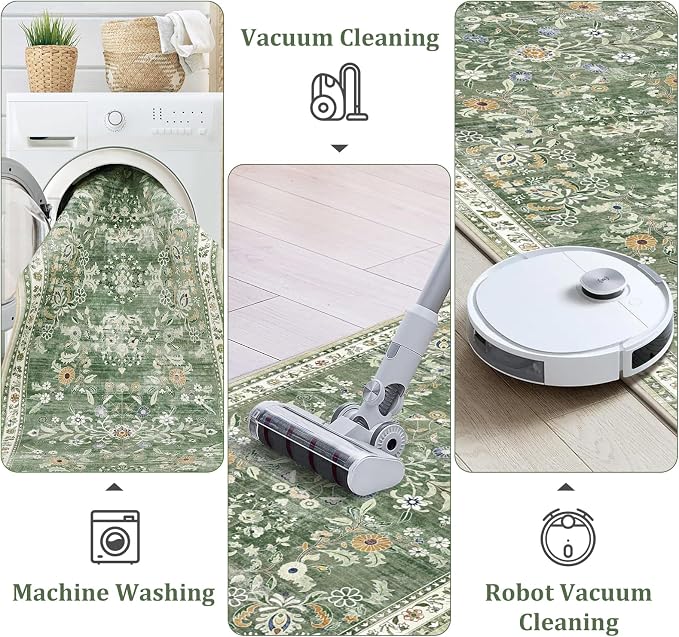 Yamaziot Washable Runner Rug 3x14 – Floral Non Slip Boho Hallway Runner Rug - Image 4