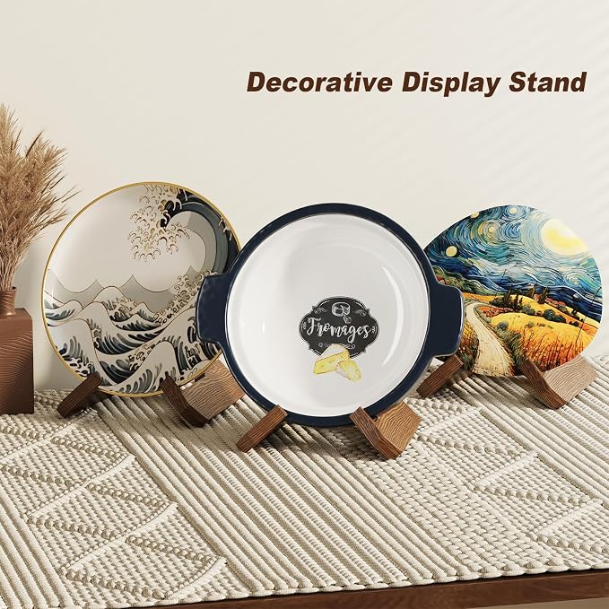 Extra Large Bowl Stands for Display 12 Inch Heavy Duty, Wooden Plate Stand Deep - Image 2