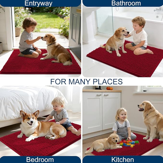 OLANLY Dog Door Mat for Muddy Paws 44x24, Ultra Absorbent Chenille Mud Doormat - Image 8