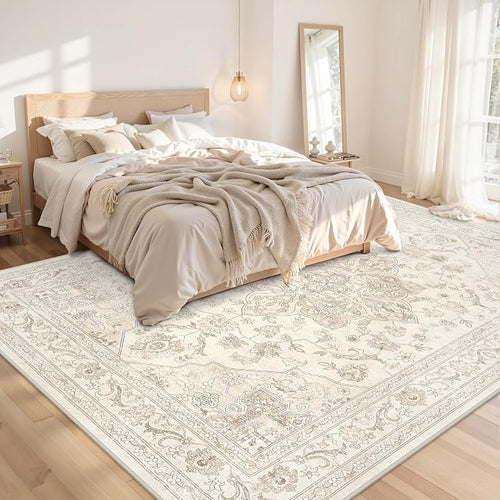 10x12 Area Rug for Living Room: Vintage Boho Neutral Washable Rug Indoor Soft - Image 2
