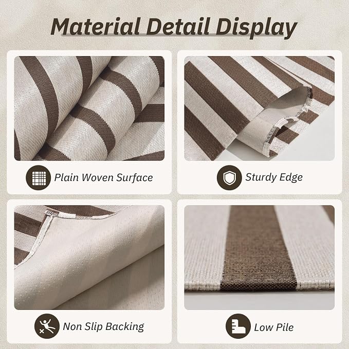 AMOAMI Outdoor Rug Patio Rug 8x10 ft Quick Dry Flatweave Textured Machine - Image 3