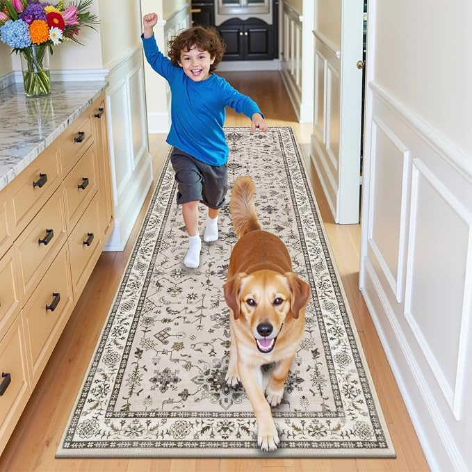 HEBE Washable Hallway Runner Rug 2'x 6' Non Slip Kitchen Rugs Runner, Low Pile - Image 8