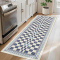 GarveeHome 2x8 Runner Rug for Kitchen Bathroom Modern Blue Checkered Long Rug by GarveeHome