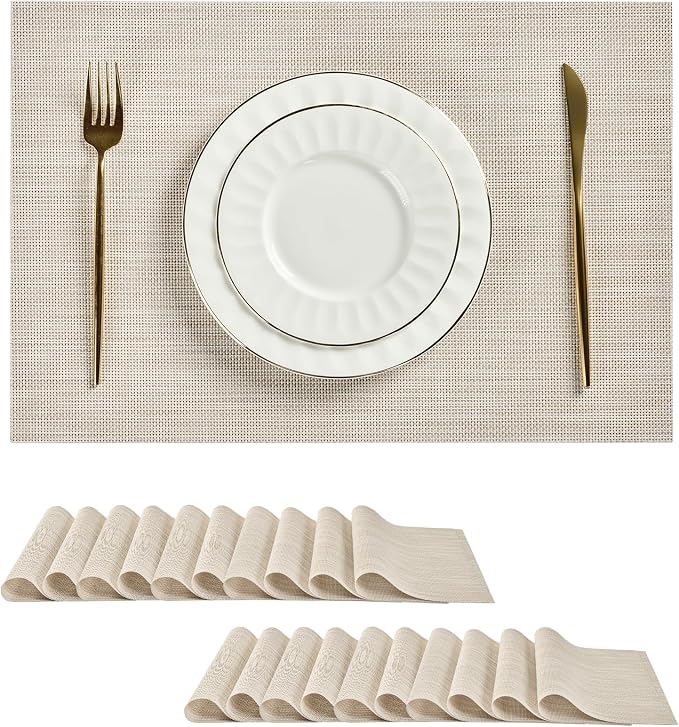 Leetaltree Beige White Placemats Set of 20 by Leetaltree-ArtatEveryTable