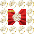 Hotop 72 Pcs Gold Napkin Rings Pearls and Flower Napkin Buckles Rhinestone by HOTOP