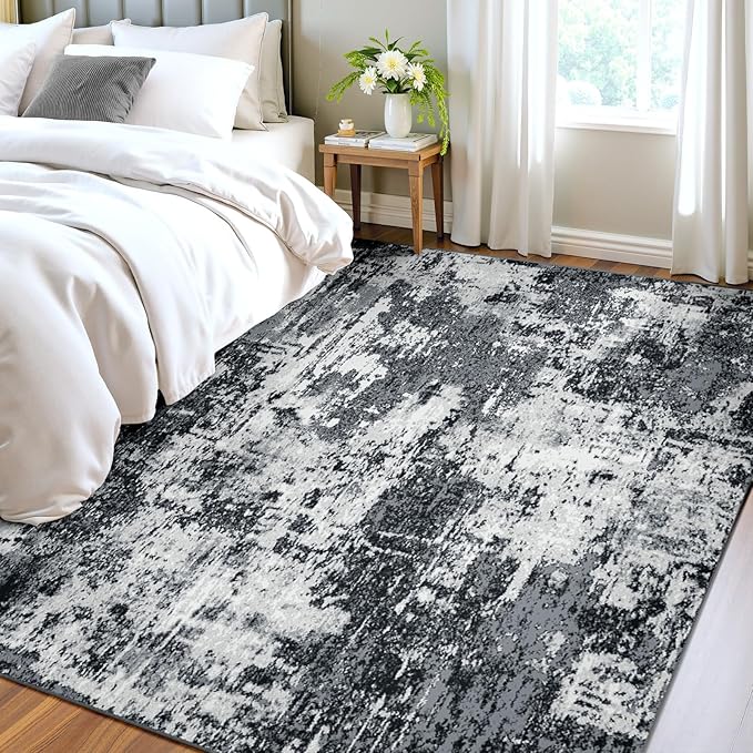 RELEANY Washable Area Rugs 4'x5' Non-Slip Modern Abstract Soft - Image 2