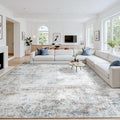 Area Rug 9x12 Living Room Rug Washable: No-Slip Abstract Soft Thin Large Brown by Oriannal