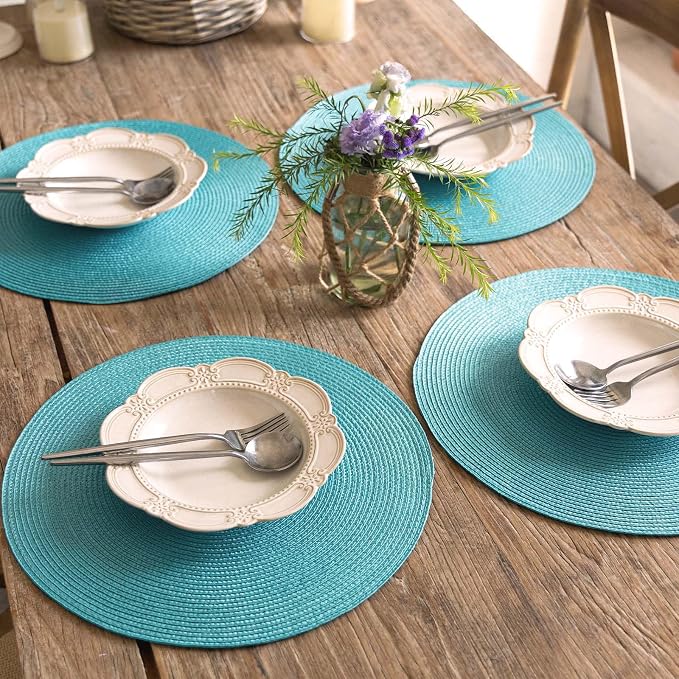 FunWheat Round Braided Placemats Set of 4 Table Mats - Image 6