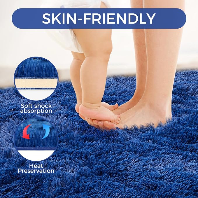 Ultra Soft Rug for Living Room, 4X6 Fluffy Shag Area Rug for Bedroom, Modern - Image 4