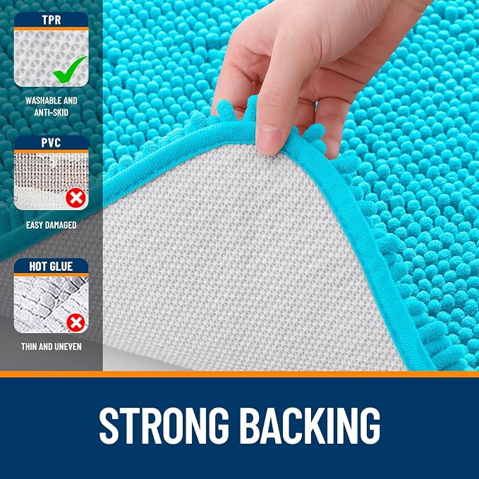 OLANLY Bathroom Runner Rugs 47x24, Soft Absorbent Chenille Bath Rugs, Rubber - Image 6