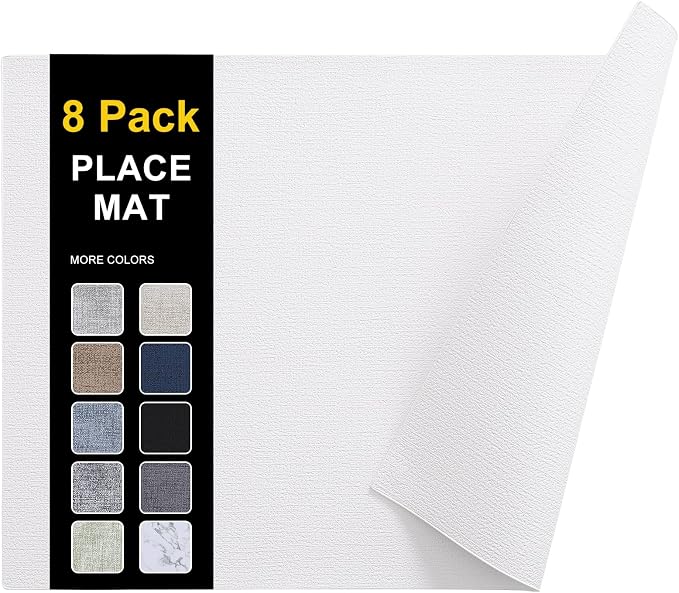 Faux Leather Heat Resistant Placemats 8 Packs, Waterproof Wipeable Dining PU by homing