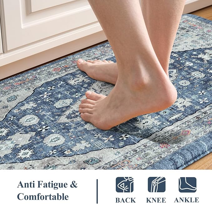 Collive Kitchen Mats for Floor, Boho Non Slip Kitchen Cushion Rug Kitchen Floor - Image 3