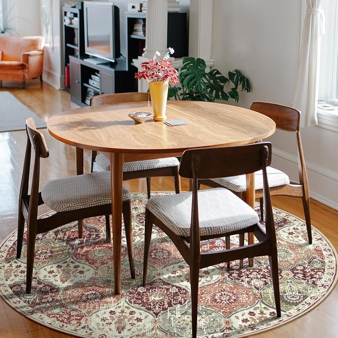 Lahome Moroccan Trellis Washable Round Rugs, Non-Slip Soft Round Rug 4ft - Image 4