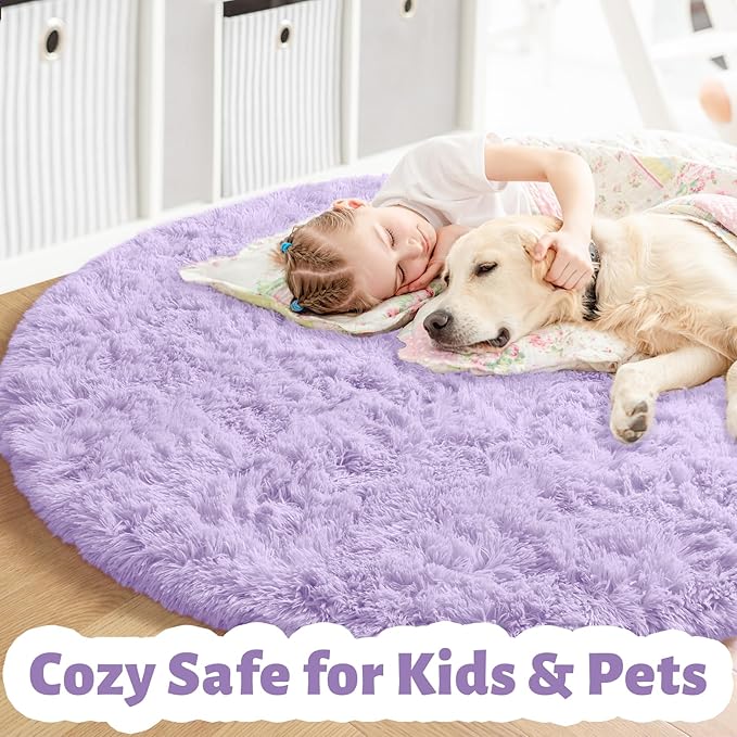 Amdrebio Light Purple Large Round Rugs 8Ft - Image 3