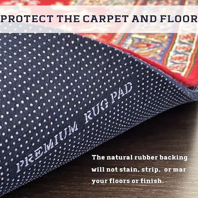 DELLUNA Non-Slip Area Rug Pad 10'x14', 3/8" Thick Double Side Rubber + Felt - Image 7
