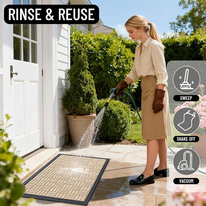 OLANLY Front Door Mat Outside Entrance 47x32, Heavy Duty Sturdy Natural Rubber - Image 8
