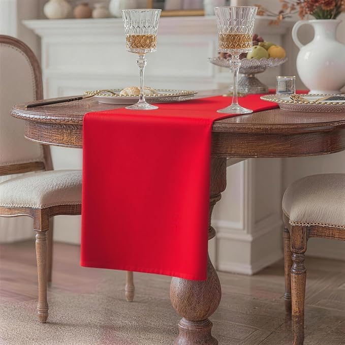 Red Table Runner, Waterproof Washable Runners 72 Inches Long | Reusable 12x72 - Image 2
