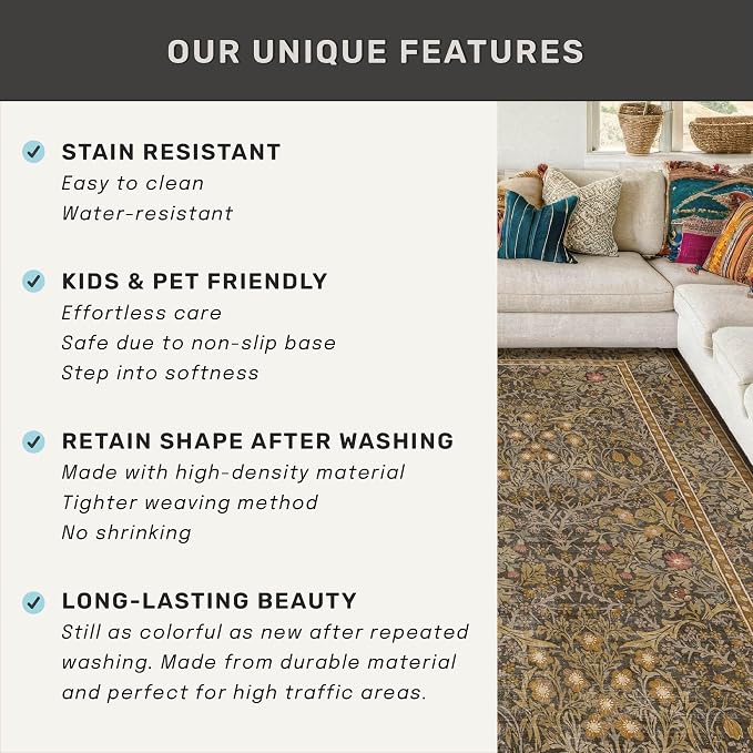 3x12 Extra Long Runner Rugs for Hallways, Vintage Washable Kitchen Floor Mats - Image 5