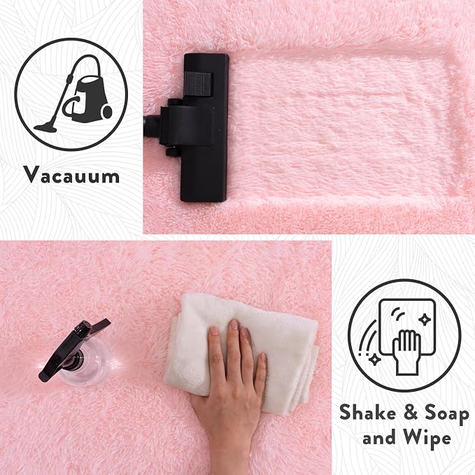 Pink Rugs for Bedroom Girls, 4x6 Fluffy Area Rug for Living Room, Soft Shag - Image 7