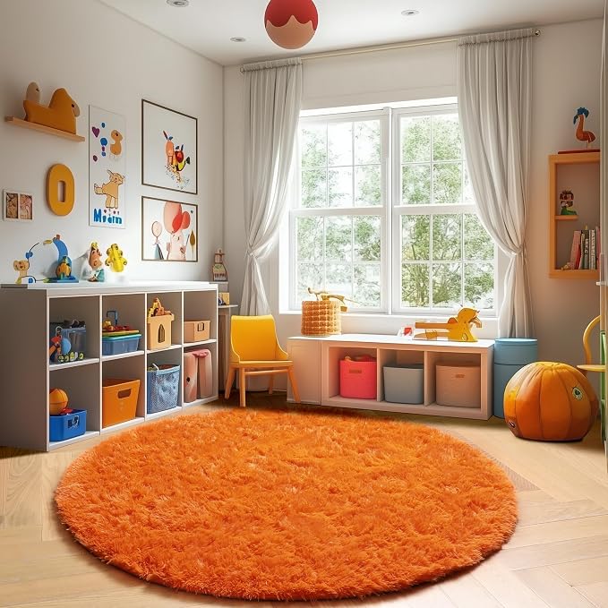 Amdrebio Orange Round Circle Rug 5Ft - Image 5