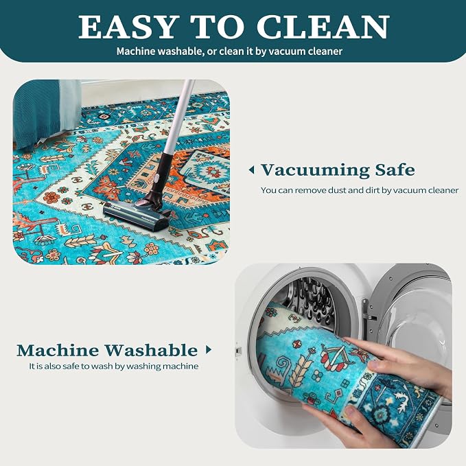 SERISSA Area Rug 3x5 Boho Blue Rugs - Image 3
