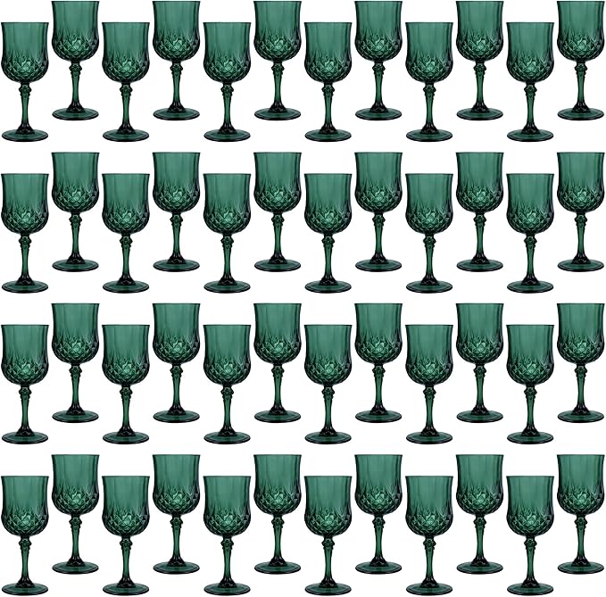 48Pack Plastic Wine Glasses, 7oz Vintage Goblets by LEYIQU