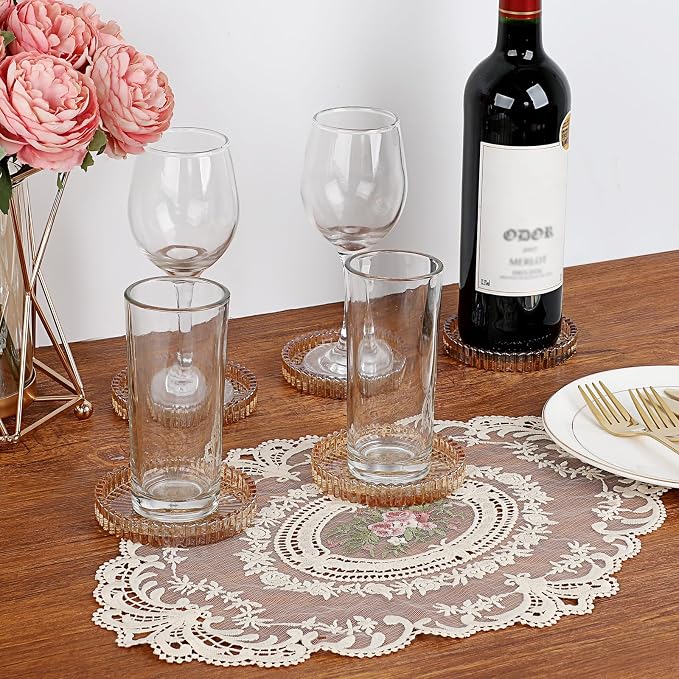 Modern Clear Coasters Set of 5- Glass Cute Coasters - Image 2