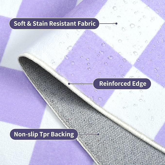Terrug Purple and White Checkered Area Rug - Image 5
