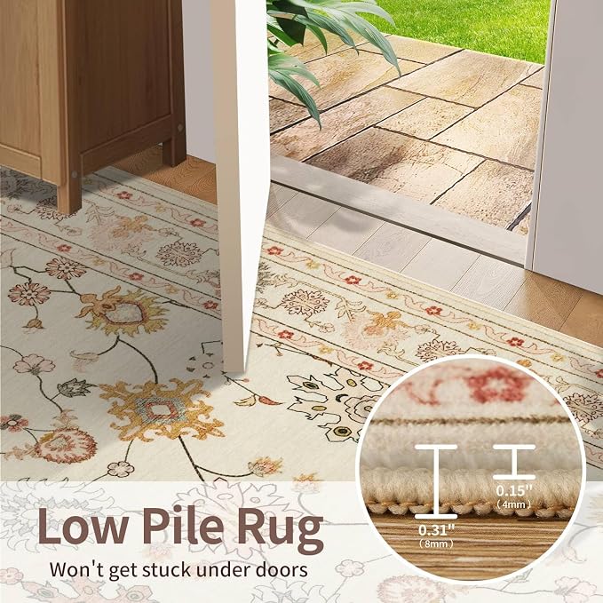 Rugxara 2x10 Floral Runner Rug, Washable Runners - Image 6