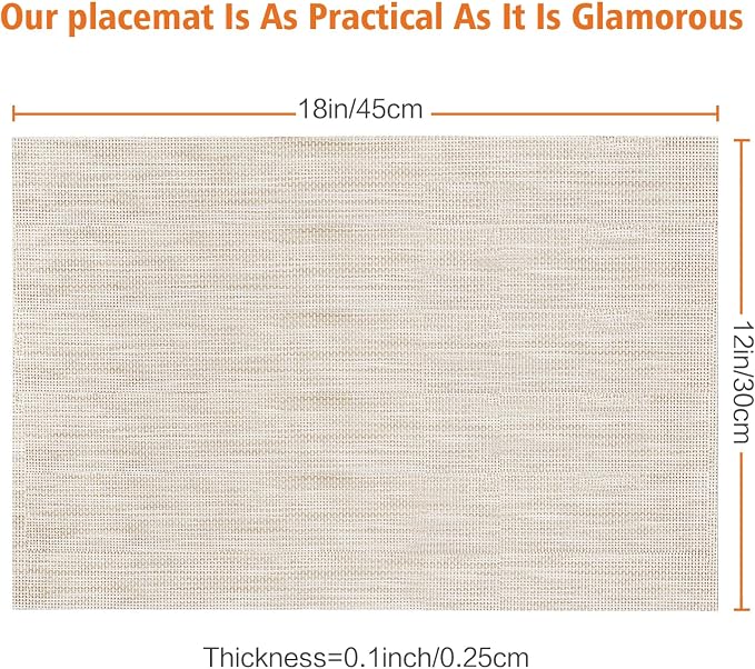 Placemats Set of 8, Vinyl PVC Heat Resistant Washable Placemats Set, Non Slip - Image 3