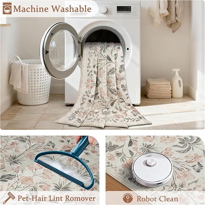 10x14 Area Rugs Washable Rug: Large Boho Living Room Rug Soft Non-Slip Low Pile - Image 4