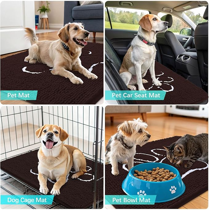 OLANLY Dog Door Mat for Muddy Paws 24x16, Paw Print Design, Absorbs Moisture - Image 7