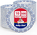 10 inch Disposable Paper Plates 500 Count | Soak Proof, Cut Proof, Heavy Duty by JOLLYCHEF