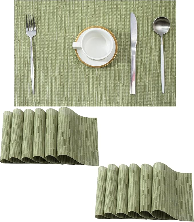 Leetaltree Pea Green Placemats Set of 12 by Leetaltree-ArtatEveryTable