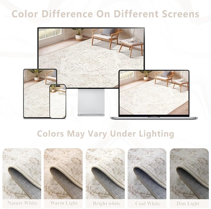 9x12 Area Rugs for Living Room:Washable Rug Vintage Large Rugs Soft Non Slip - Image 8