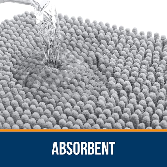 OLANLY Bathroom Rugs 34x21, Extra Soft Absorbent Chenille Bath Rugs, Rubber - Image 4