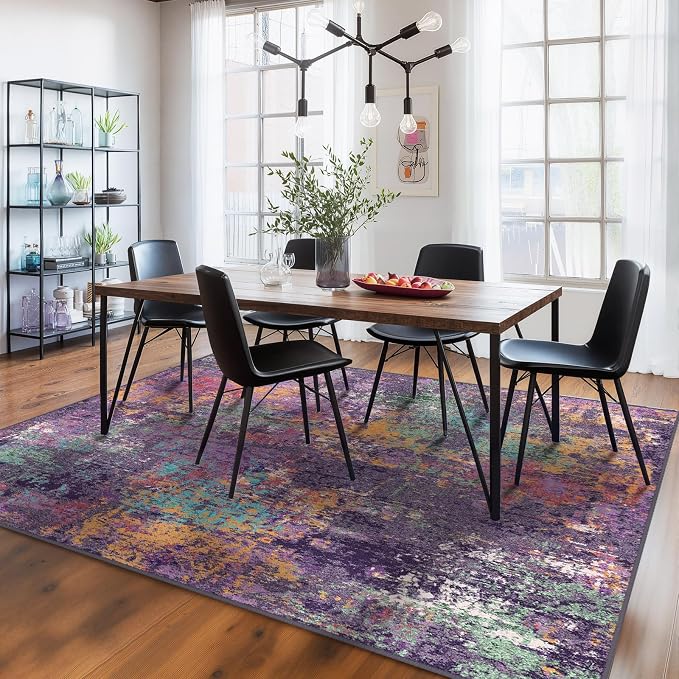 RELEANY Washable Area Rugs 10'x14 Non-Slip Modern Abstract Soft - Image 2